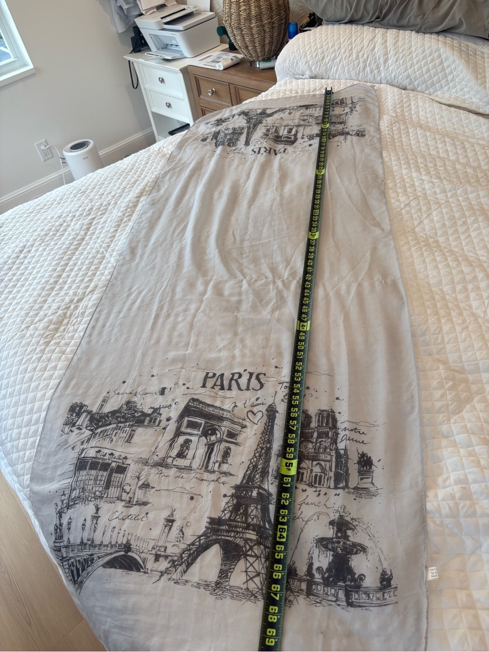 Beige Paris Print Scarf- Unbranded
